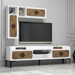 Hanah Home Mueble de TV Samba - Blanco y Nogal